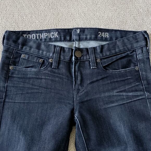 J Crew NWOT Toothpick Low Rise Skinny Dark Blue Jeans - Size 24 - Picture 3 of 15